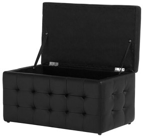 Tamborete com arrumação em pele sintética preta 72 x 42 cm MICHIGAN Beliani