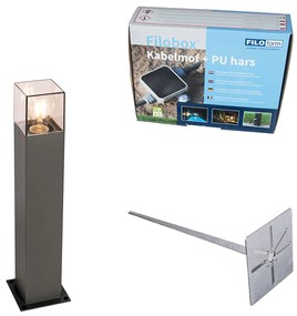 Candeeiro de exterior 50 cm Antracite com estaca de terra e manga de cabo - Dinamarca Moderno