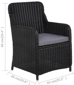 5 pcs conjunto de jantar para jardim preto
