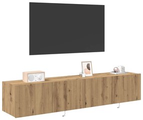 Armários de TV vidaXL com luzes LED 2 pcs Carvalho Artesanal 80x35x31