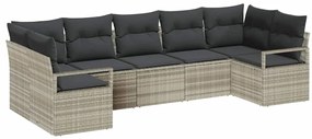 Sofá de Jardim Modular com 7 Peças e Almofadas Cinza Claro