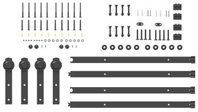 Kit de ferragens para porta deslizante 152,5 cm aço preto