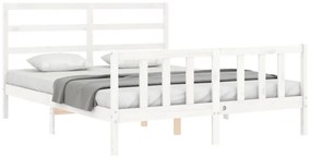 Cama sem colchão 160x200 cm madeira de pinho maciça branco