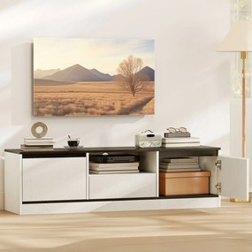 Móvel de TV, 140 x 35 x 40 cm, Para Televisões até 60", Branco e  Preto