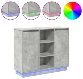 Buffet com LED Cinza Concreto 90x32x75 cm Madeira engenheirada
