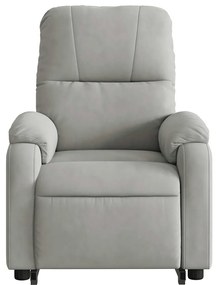 Poltrona massagens reclinável elevatória microfibra cinza-claro