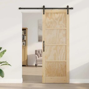 Porta Deslizante com Conjunto de Ferragens 78x211 cm Madeira Sólida de
