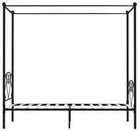 Estrutura de cama com dossel metal preto 90x200 cm