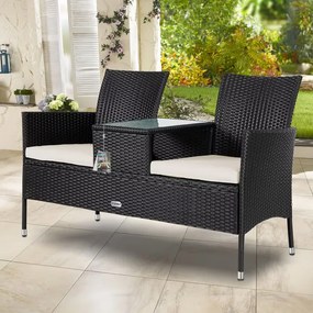 Banco de jardim Polyrattan 143x55x88cm preto