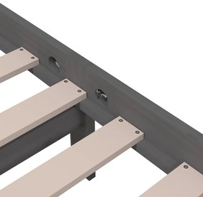 Estrutura de cama 90x200 cm madeira maciça cinzento