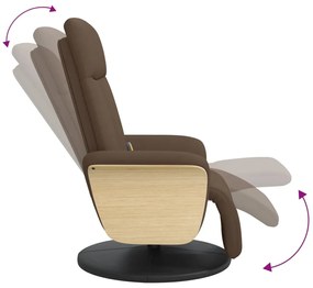 Cadeira de massagens reclinável c/ apoio de pés tecido castanho