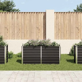 Canteiro elevado jardim aço galvanizado 160x40x77cm antracite