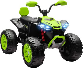 AIYAPLAY Quadricilo Elétrico para Crianças 24V com 2 Lugares 2 Motores Velocidade até 6,5 km/h Faróis Buzina Música e USB 109x68,5x76 cm Verde | Aosom Portugal
