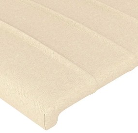 Cabeceira cama c/ luzes LED tecido 203x16x118/128 cm cor creme