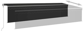 Toldo automático c/ estore/LED/sensor de vento 6x3 m antracite