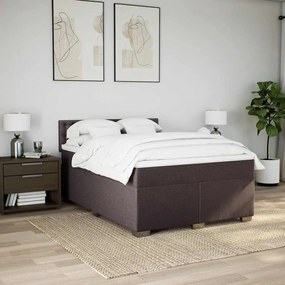 Cama com molas/colchão 140x190 cm tecido castanho-escuro