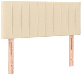 Cama box spring c/ colchão e LED 120x190 cm tecido cor creme
