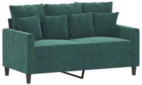 3 pcs conjunto de sofás com almofadões veludo verde-escuro