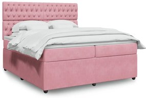 Cama com molas/colchão 200x200 cm veludo rosa