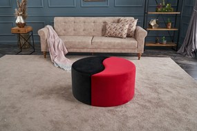 Pouffe Alis Puf – Preto e Vermelho – 80x40x80 cm