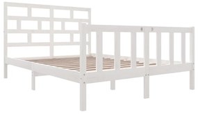 Estrutura de cama 140x200 cm madeira de pinho maciça branco