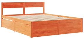 Cama sem colchão 160x200 cm madeira pinho maciço castanho-mel