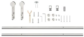 Kit ferragens p/ porta deslizante 183cm aço inoxidável prateado