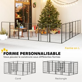 Parque para cães, 68 x 100 cm recinto para cães com 12 painéis modulares e dobráveis, portátil em aço com porta preto
