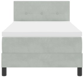Cama Box Spring vidaXL com Colchão Cinza Claro 90x200 cm Veludo