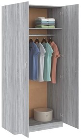 Roupeiro 90x52x200 cm derivados de madeira cinzento sonoma