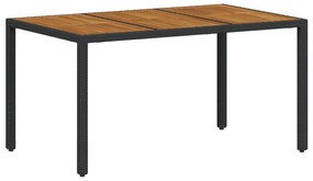 Conjunto de Jantar de Jardim vidaXL 7 Peças Preto em Rattan Poly