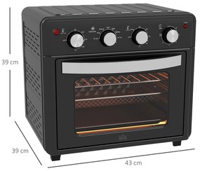 Mini Forno Elétrico 30L 1600W Mini Forno de Convecção com 7 Modos Temporizador e Temperatura Ajustável 43x39x39 cm Preto