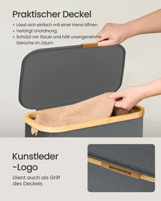 Cesto da roupa suja 42 x 22,5 x 70,5 cm com tampa, 70 litros, em tecido Oxford cinzento ardósia