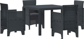 vidaXL Conjunto de Jantar para Jardim 5 pcs Antracite Polipropileno
