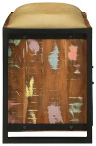 Armário Banco Multicolorido 100x35x50 cm Madeira Sólida Recuperada