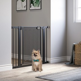 Barreira de segurança para animais de estimação com fecho automático de dupla bloqueio, largura 75-103 cm, preta