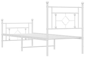 Estrutura de cama com cabeceira e pés 75x190 cm metal branco