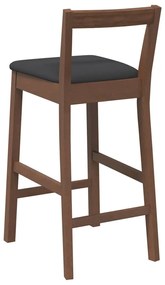 Bancos de bar com almofadões 2pcs madeira de seringueira maciça
