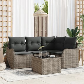 Conjunto de Sofás de Jardim vidaXL com Almofadas em Rattan Preto