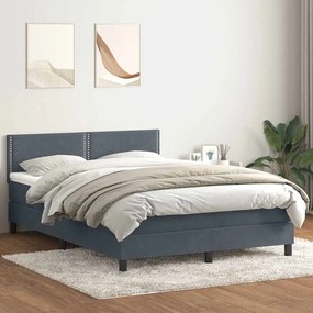 vidaXL Cama com molas/colchão 160x210 cm veludo cinzento-escuro