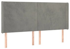 Cama box spring c/ colchão/LED 180x200 cm veludo cinzento-claro