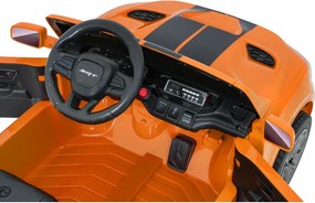Carro elétrico para Crianças 2 a 5 anos, 12V Dodge Durango Rodas de espuma EVA, assento Couro ecológico e Comando Laranja