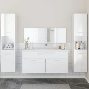 vidaXL 4pcs conj. móveis casa banho derivados madeira branco brilhante