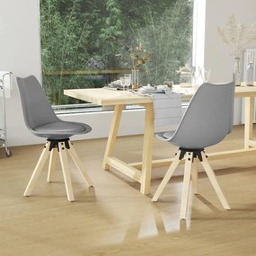 vidaXL Cadeiras de jantar giratórias 2 pcs PP cinzento