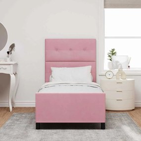 Estrutura de Cama vidaXL Rosa 90x200 cm Veludo