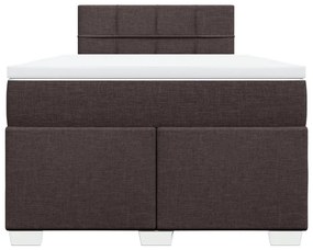 Cama boxspring com colchão 120x190 cm tecido castanho-escuro