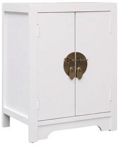 vidaXL Mesa de cabeceira 38x28x52 cm madeira de paulownia branco