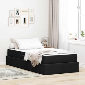 vidaXL Cama com arrumação e colchão Preto 90 x 200 cm Poliéster