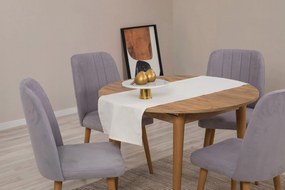 Conjunto de Mesa de Jantar Extensível Vina – Pinho Atlântico Cinza – M