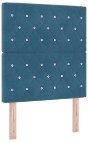 Cama Box Spring com Colchão e Banco Azul Escuro 80x200 cm Veludo